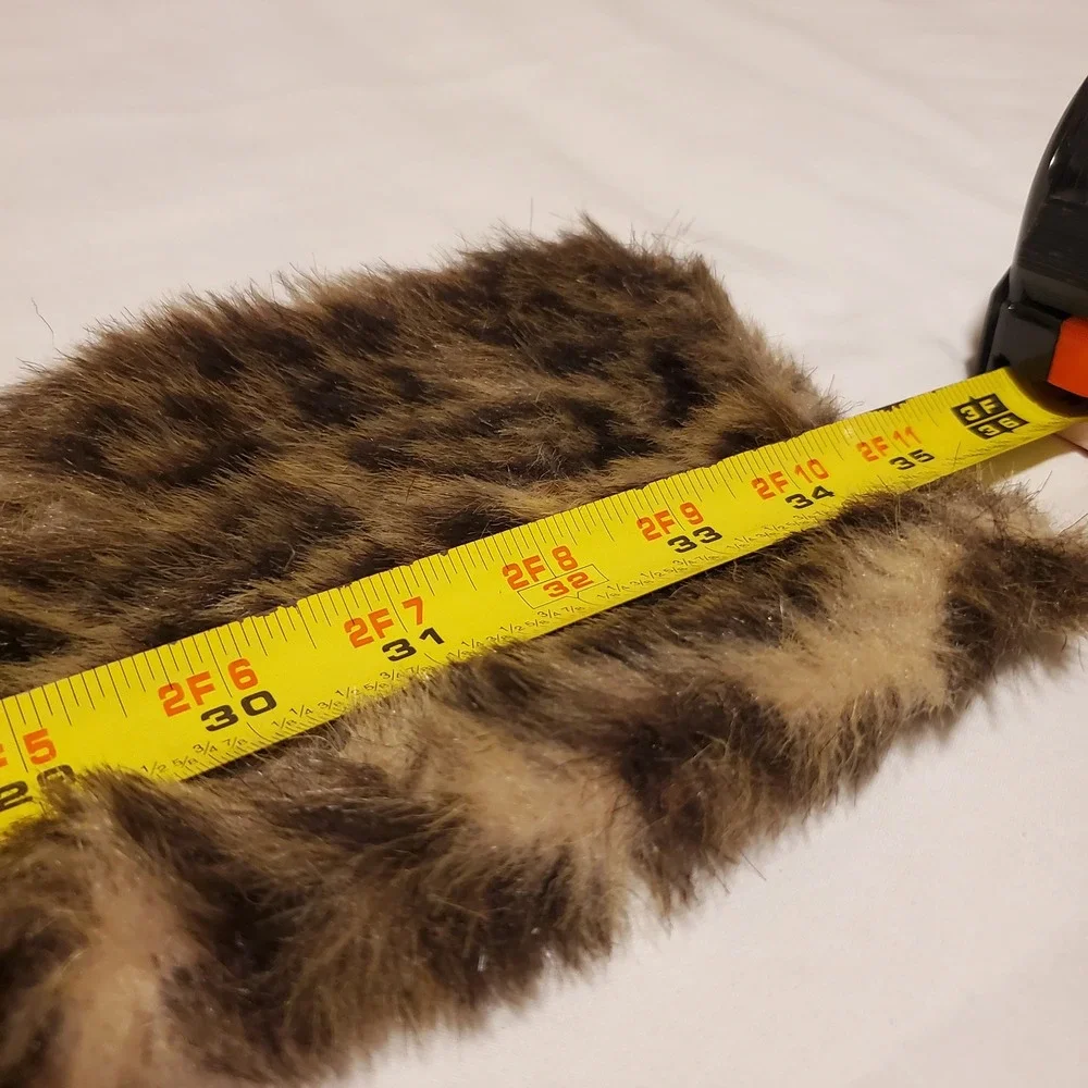 Art of the Scarf Tie Rack Leopard Faux Fur Neck Warmer Stole Brown Tan Black